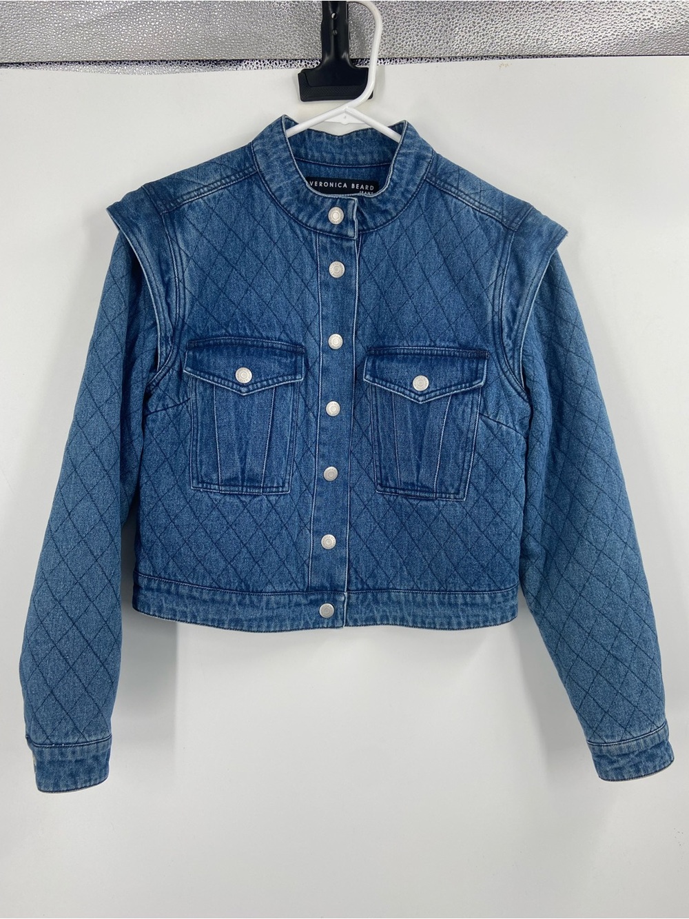 Veronica Beard Quilted Blue Denim Jacket Medium